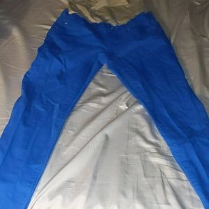Blue maternity pants with built in belly band